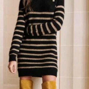 Sezane Tessa Sweater Dress Black/Gold xsmall